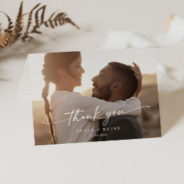 Tarjeta De Agradecimiento Foto Boda doblada de Moda Boho