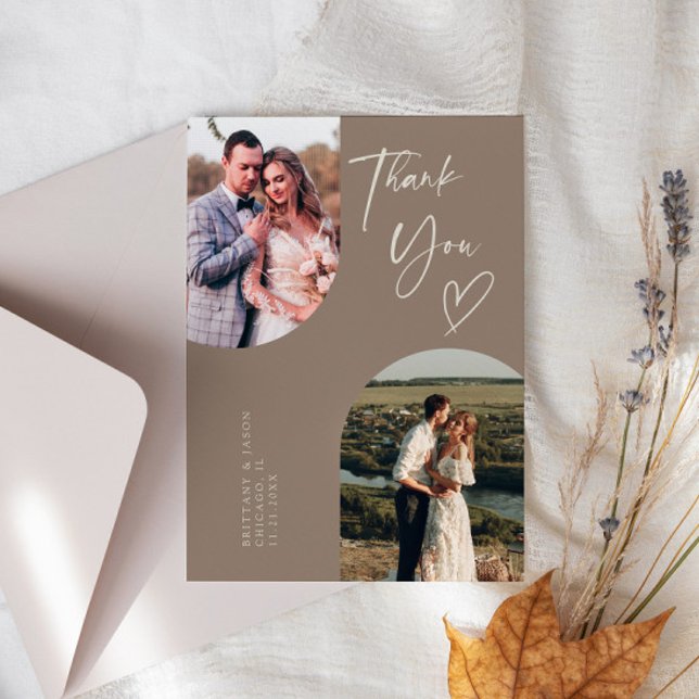 Tarjeta De Agradecimiento Foto Boda doble arca marrón (Subido por el creador)
