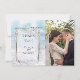 Tarjeta De Agradecimiento Foto boda | Elegante Beach Driftwood Arbor