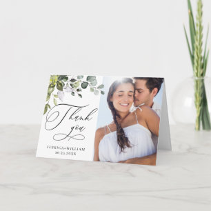 Tarjeta De Agradecimiento FOTO Boda elegante con vegetación de eucalipto