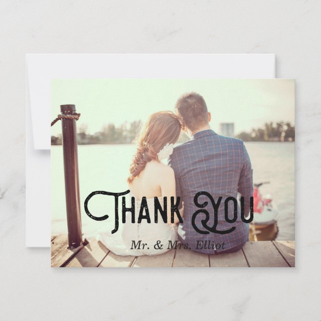 Tarjeta De Agradecimiento Foto boda Gracias (Anverso)