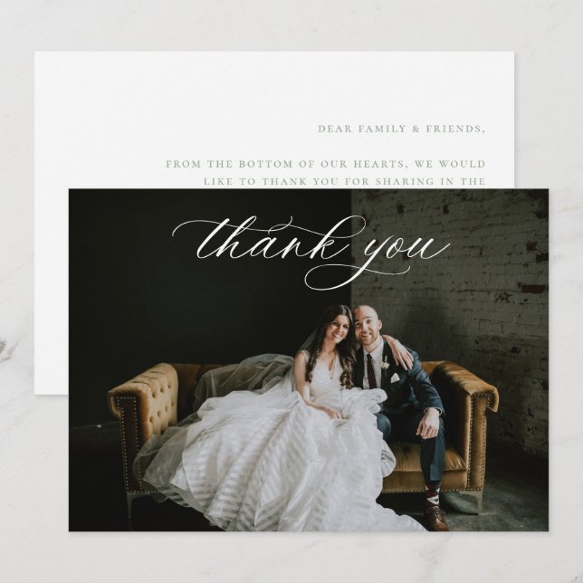Tarjeta De Agradecimiento Foto boda Gracias (Anverso / Reverso)