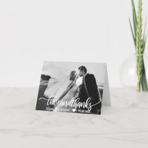 Tarjeta De Agradecimiento Foto boda Gracias Caligrafía Script