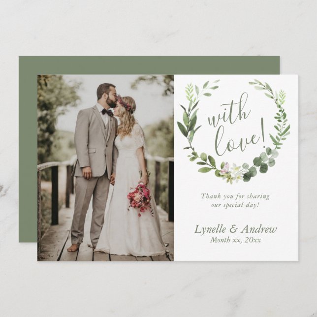 Tarjeta De Agradecimiento Foto boda Gracias Con Nombres (Anverso / Reverso)