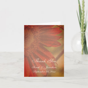 Tarjeta De Agradecimiento Foto Boda personalizada de girasol naranja