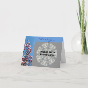 Tarjeta De Agradecimiento Foto Boda personalizada de Magnolias rosadas