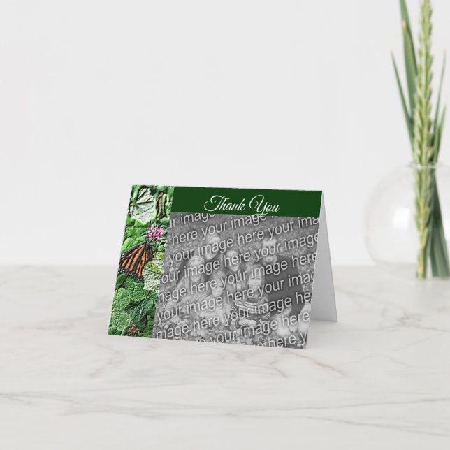 Tarjeta De Agradecimiento Foto Boda personalizada de mariposa monarca (Anverso)