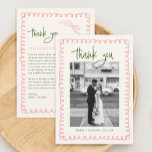 Tarjeta De Agradecimiento Foto Boda verde y rosa dibujada a mano<br><div class="desc">Tarjetas de agradecimiento por Boda verde y rosa dibujado a mano</div>