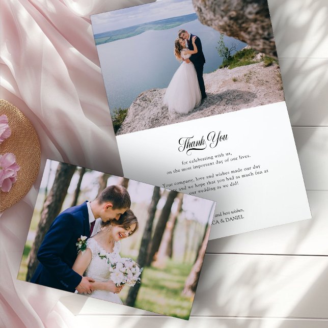 Tarjeta De Agradecimiento Foto boda Wildflower Garden Posy Monogrammmed (Wedding Photo thank you card from the Wildflower Garden Wedding Collection by Darling & May)