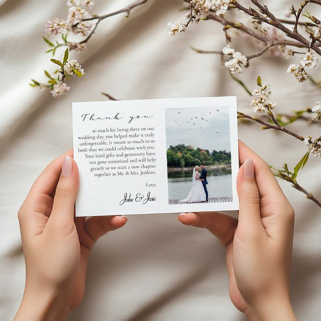 Tarjeta De Agradecimiento Foto boda y recuerdos Código QR Gracias (Wedding photo modern thank you card)