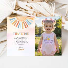 Tarjeta De Agradecimiento Foto Boho Sol Luz Solar Terracota Cumpleaños