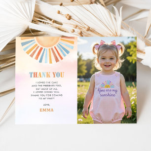 Tarjeta De Agradecimiento Foto Boho Sol Luz Solar Terracota Cumpleaños