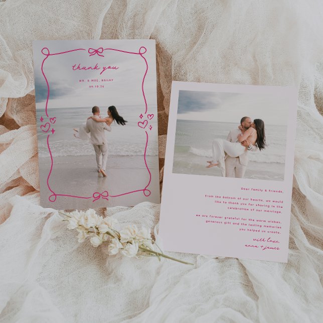 Tarjeta De Agradecimiento Foto caprichosa del Boda rosado (Subido por el creador)