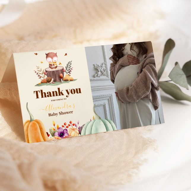 Tarjeta De Agradecimiento Foto cayendo en amor Baby Woodland Baby Shower (Subido por el creador)