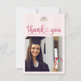 Tarjeta De Agradecimiento Foto: Celebración del Grad de Bow Rosado
