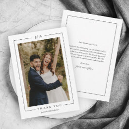 Tarjeta De Agradecimiento Foto clásica de Boda blanco y negro