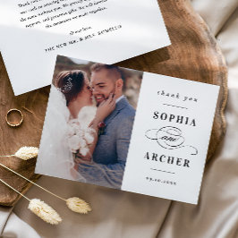 Tarjeta De Agradecimiento Foto clásica de Boda blanco y negro