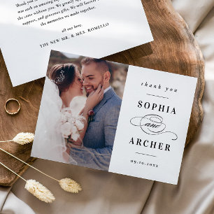 Tarjeta De Agradecimiento Foto clásica de Boda blanco y negro