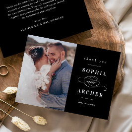 Tarjeta De Agradecimiento Foto clásica de Boda blanco y negro