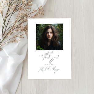 Tarjeta De Agradecimiento Foto clásica de graduación moderna en blanco y neg