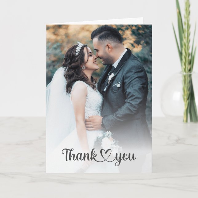 Tarjeta De Agradecimiento Foto clásica de moda Moda Novia y Boda Groom (Anverso)