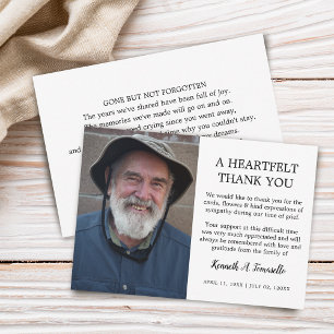 Tarjeta De Agradecimiento Foto clásica funeral conmovedora
