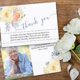 Tarjeta De Agradecimiento Foto con flores amarillas de cada rosa y funeral d