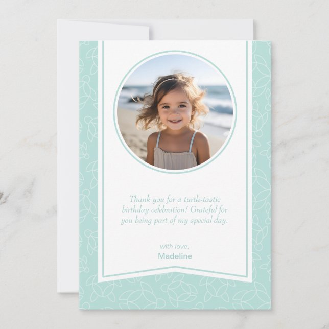 Tarjeta De Agradecimiento Foto con patrón de tortuga elegante moderno (Anverso)