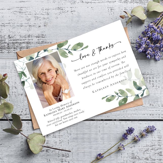 Tarjeta De Agradecimiento Foto conmemorativa del funeral de Eucalyptus (Subido por el creador)