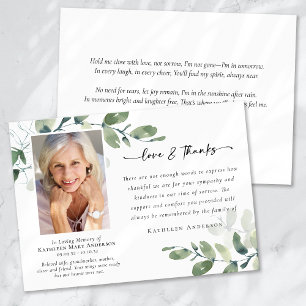 Tarjeta De Agradecimiento Foto conmemorativa del funeral de Eucalyptus