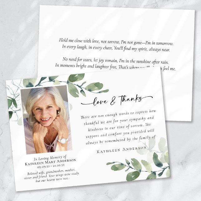 Tarjeta De Agradecimiento Foto conmemorativa del funeral de Eucalyptus (Subido por el creador)