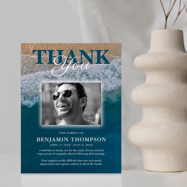 Tarjeta De Agradecimiento Foto conmemorativa del funeral de la playa (Subido por el creador)