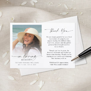 Tarjeta De Agradecimiento Foto conmemorativa del funeral en memoria amorosa