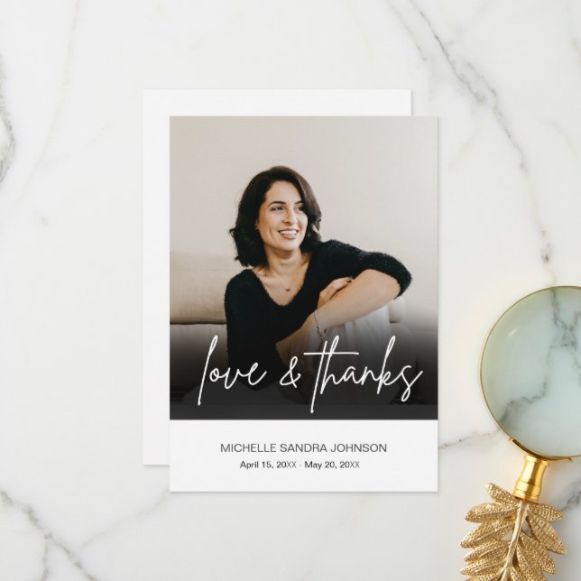 Tarjeta De Agradecimiento Foto conmemorativa del funeral simple (Anverso/Reverso In Situ)