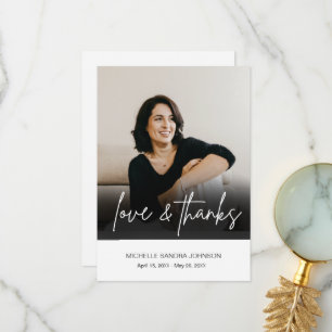 Tarjeta De Agradecimiento Foto conmemorativa del funeral simple