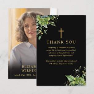 Tarjeta De Agradecimiento Foto conmemorativa funeral de vegetación cristiana