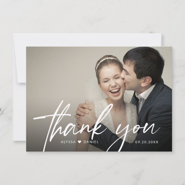 Tarjeta De Agradecimiento Foto contemporánea de casamiento personalizado en  (Anverso)