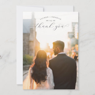 Tarjeta De Agradecimiento Foto Contemporánea Dorada Romántica