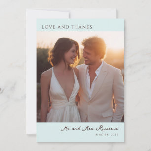 Tarjeta De Agradecimiento Foto contemporánea romántica dorada