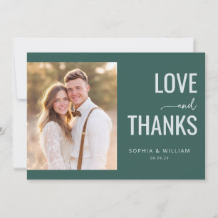Tarjeta De Agradecimiento Foto contemporánea verde oscuro romántica