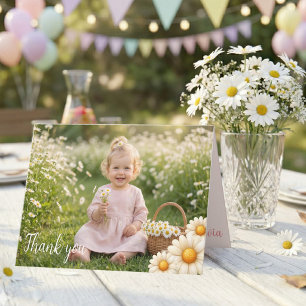 Tarjeta De Agradecimiento Foto Cumpleaños Maravilloso de Daisy 1er