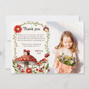 Tarjeta De Agradecimiento Foto Cuta Nuestro Pequeño Chica De Ladybug Cumplea
