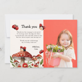 Tarjeta De Agradecimiento Foto Cuta Nuestro Pequeño Chica De Ladybug Cumplea