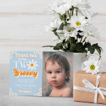 Tarjeta De Agradecimiento Foto de 2º cumpleaños de Retro Two Groovy Boys<br><div class="desc">Diga gracias con estilo con estas tarjetas de agradecimiento de 2º cumpleaños. La redacción de la plantilla es fácil de personalizar y su familia y amigos estarán encantados cuando reciban estas fabulosas gracias.</div>