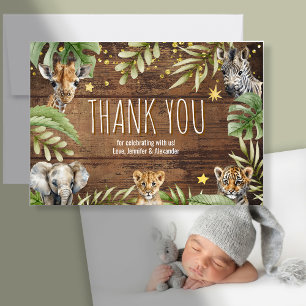 Tarjeta De Agradecimiento Foto de animales bebés de Safari para Baby Shower
