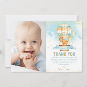 Tarjeta De Agradecimiento Foto de animales de Woodland en globo aerostático 