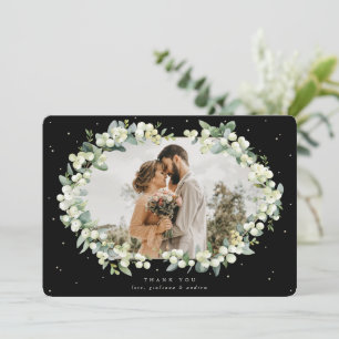 Tarjeta De Agradecimiento Foto de Aplanado de Boda de Eucalipto + Snowberry 