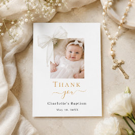 Tarjeta De Agradecimiento Foto de arco de bautizo niña blanca