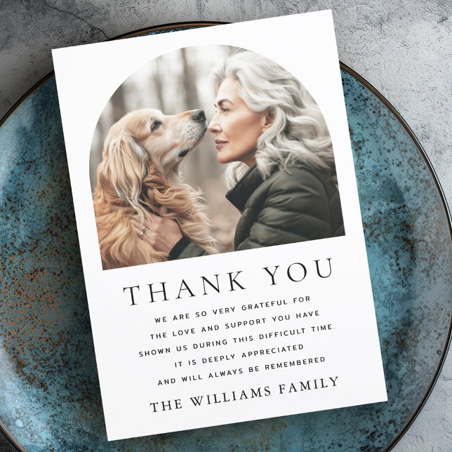 Tarjeta De Agradecimiento Foto de arco elegante de pésame funeral (Elegant arch photo funeral sympathy thank you card)