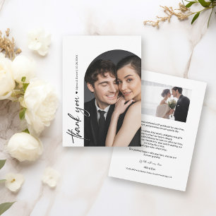 Tarjeta De Agradecimiento Foto de Arco minimalista Boda blanco y negro